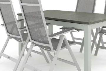 Monaco utomhus matgrupp förlängningsbart 150-250x90 med 4 Monaco Light positionsstolar - Vit/Grå - Products - Utemöbler & utemiljö - Utegrupp - Matgrupp utomhus