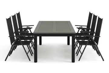 Monaco utomhus matgrupp förlängningsbart 210/310x90 med 6 Maggie positionsstolar - Svart/Grå - Products - Utemöbler & utemiljö - Utegrupp - Matgrupp utomhus