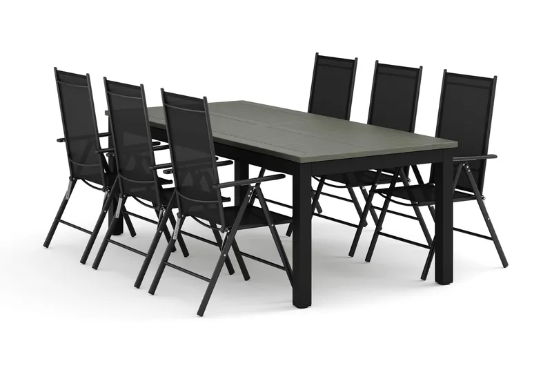 Monaco utomhus matgrupp förlängningsbart 210/310x90 med 6 Maggie positionsstolar - Svart/Grå - Products - Utemöbler & utemiljö - Utegrupp - Matgrupp utomhus