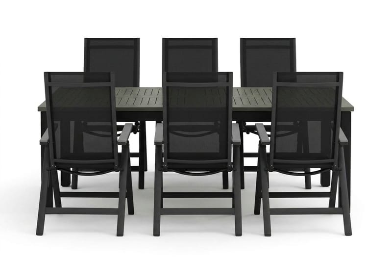 Monaco utomhus matgrupp förlängningsbart 210/310x90 med 6 Monaco Light positionsstolar - Svart/Grå - Products - Utemöbler & utemiljö - Utegrupp - Matgrupp utomhus