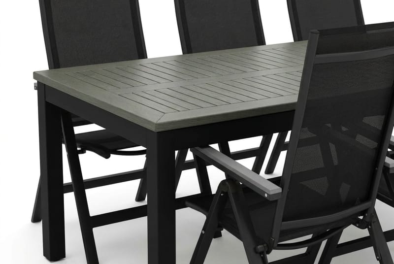 Monaco utomhus matgrupp förlängningsbart 210/310x90 med 6 Monaco Light positionsstolar - Svart/Grå - Products - Utemöbler & utemiljö - Utegrupp - Matgrupp utomhus