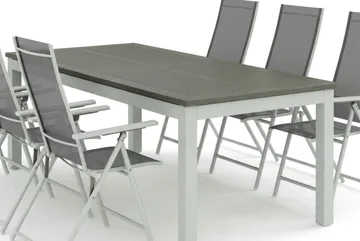 Monaco utomhus matgrupp förlängningsbart 210/310x90 med 6 Sanna positionsstolar - Vit/Grå - Products - Utemöbler & utemiljö - Utegrupp - Matgrupp utomhus