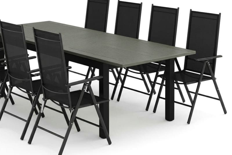 Monaco utomhus matgrupp förlängningsbart 210/310x90 med 8 Maggie positionsstolar - Svart/Grå - Products - Utemöbler & utemiljö - Utegrupp - Matgrupp utomhus