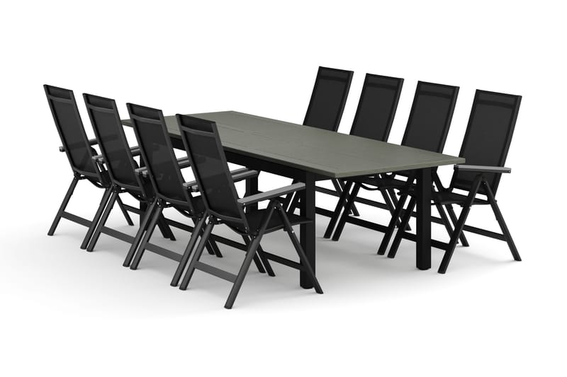 Monaco utomhus matgrupp förlängningsbart 210/310x90 med 8 Monaco Light positionsstolar - Svart/Grå - Products - Utemöbler & utemiljö - Utegrupp - Matgrupp utomhus