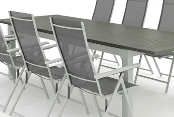 Monaco utomhus matgrupp förlängningsbart 210/310x90 med 8 Sanna positionsstolar - Vit/Grå - Products - Utemöbler & utemiljö - Utegrupp - Matgrupp utomhus