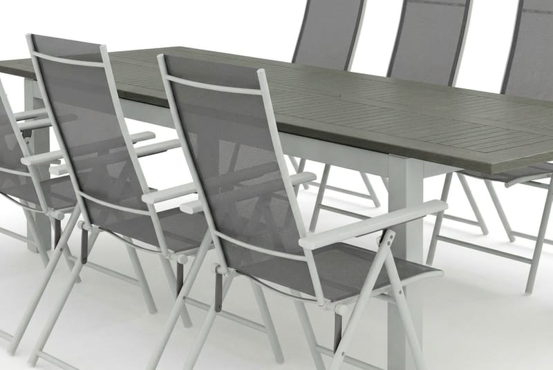 Monaco utomhus matgrupp förlängningsbart 210/310x90 med 8 Sanna positionsstolar - Vit/Grå - Products - Utemöbler & utemiljö - Utegrupp - Matgrupp utomhus