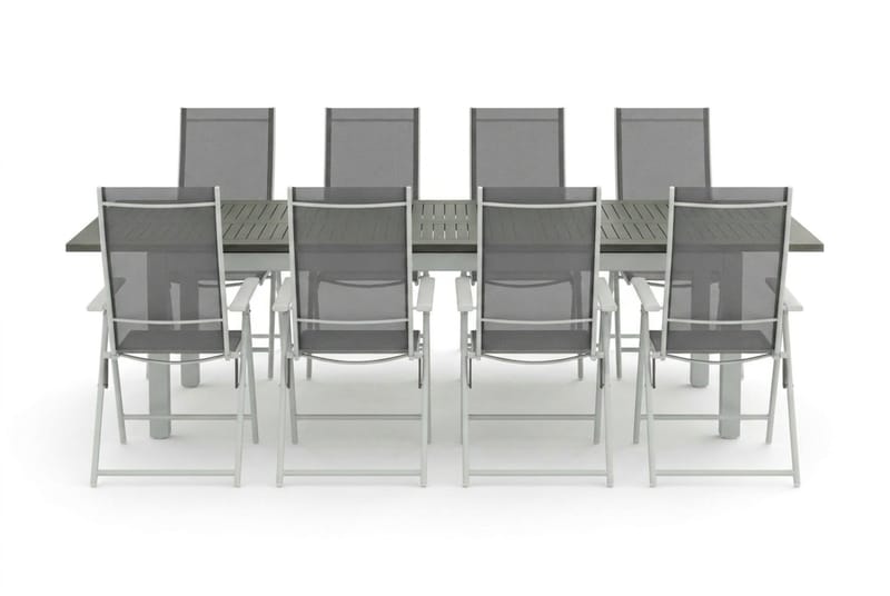 Monaco utomhus matgrupp förlängningsbart 210/310x90 med 8 Sanna positionsstolar - Vit/Grå - Products - Utemöbler & utemiljö - Utegrupp - Matgrupp utomhus