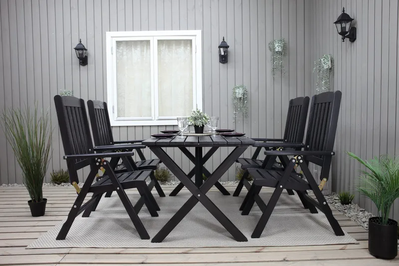 Oliver Matgrupp Utomhus 4 Utestolar - Grå/Svart - Products - Utemöbler & utemiljö - Utegrupp - Matgrupp utomhus