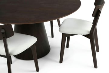 Siena Matgrupp 150 cm runt i Rökt Ek med 6 Amelia Matstolar med Dyna - Rökt Ek/Beige - Products - Utemöbler & utemiljö - Utegrupp - Matgrupp utomhus