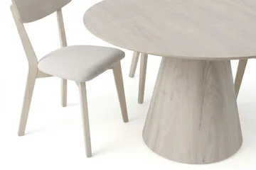 Siena Matgrupp 150 cm runt Vitlaserad med 6 Amelia Matstolar med Dyna - Vitlaserad/Beige - Products - Utemöbler & utemiljö - Utegrupp - Matgrupp utomhus