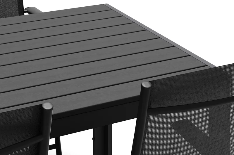 Siri Matbord 205 cm med 6 Sanna Matstolar - Svart - Products - Utemöbler & utemiljö - Utegrupp - Matgrupp utomhus