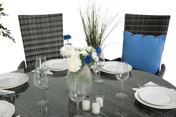 Thor Matgrupp Utomhus Ø140 + 6 Jenny Ställbar Fåtölj - Grå - Products - Utemöbler & utemiljö - Utegrupp - Matgrupp utomhus