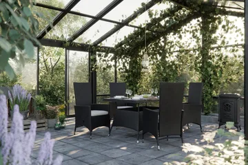 Thor Matgrupp Utomhus 140x90 + 6 Jenny Fåtölj Ställbar m Dyna - Svart/Grön - Products - Utemöbler & utemiljö - Utegrupp - Matgrupp utomhus