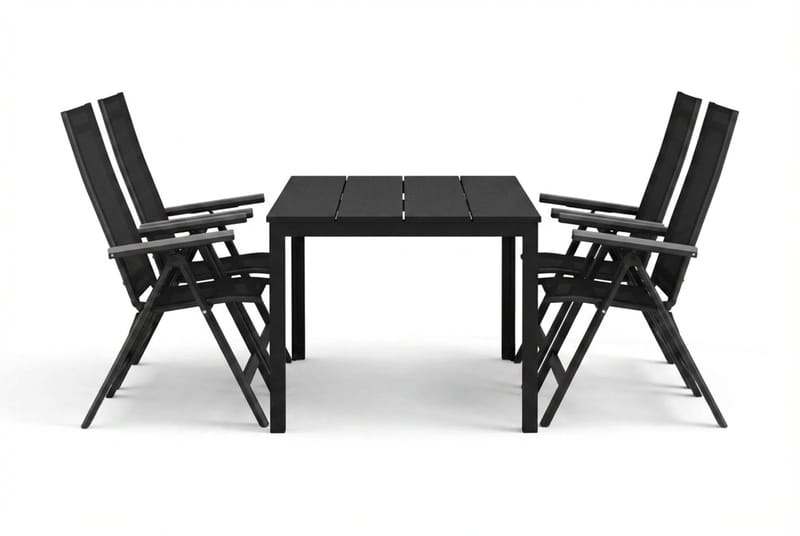 Tunis utomhus matgrupp 140x90 cm med 4 Monaco Light positionsstolar - Svart/Svart - Products - Utemöbler & utemiljö - Utegrupp - Matgrupp utomhus