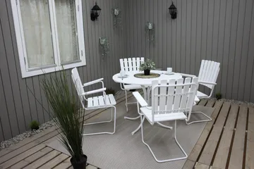 Vaxholm Matgrupp Utomhus Rund 100 cm + 4 Utestolar Vit - Products - Utemöbler & utemiljö - Utegrupp - Matgrupp utomhus