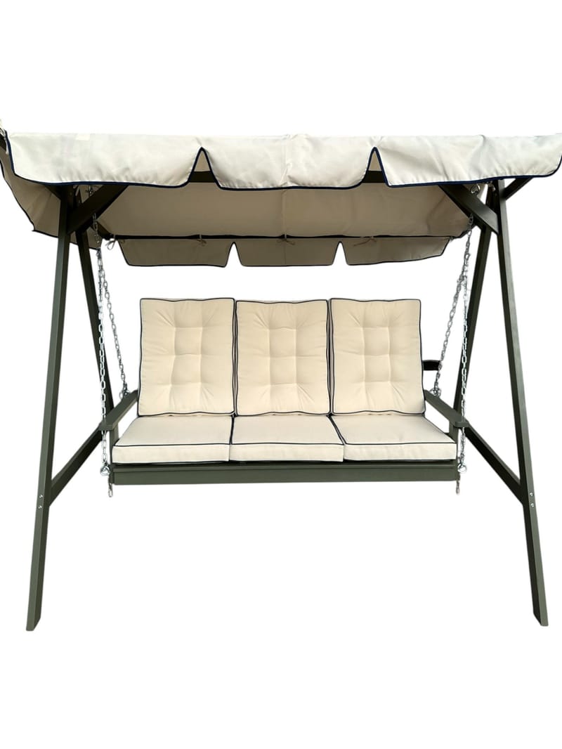 Landet Hammock Gungsoffa med tak i akacia trä inklusive dynor 195x125x159 - Vit / Mörkgrön - Products - Utemöbler & utemiljö - Utesoffa - Hammock