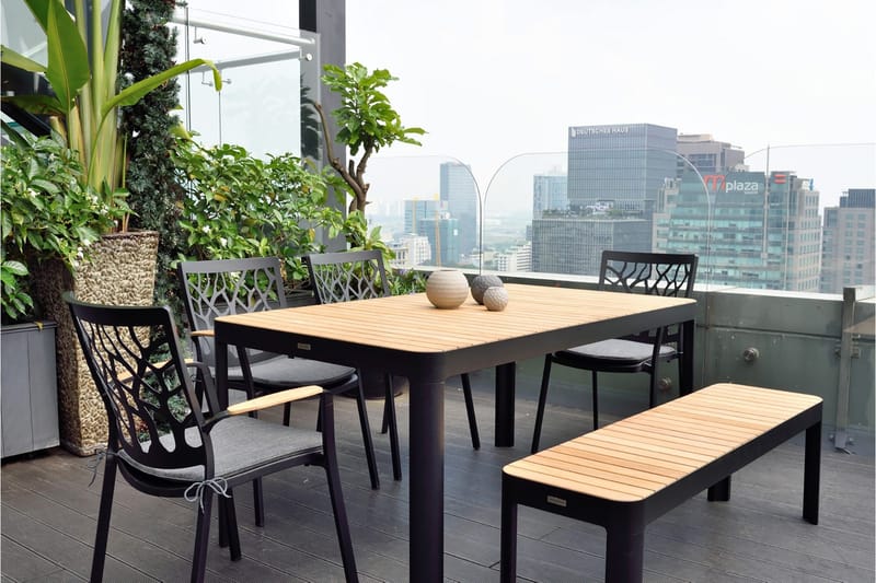 Portals Utebänk 143 cm - Svart/Trä - Products - Utemöbler & utemiljö - Utesoffa - Trädgårdsbänk & utebänk